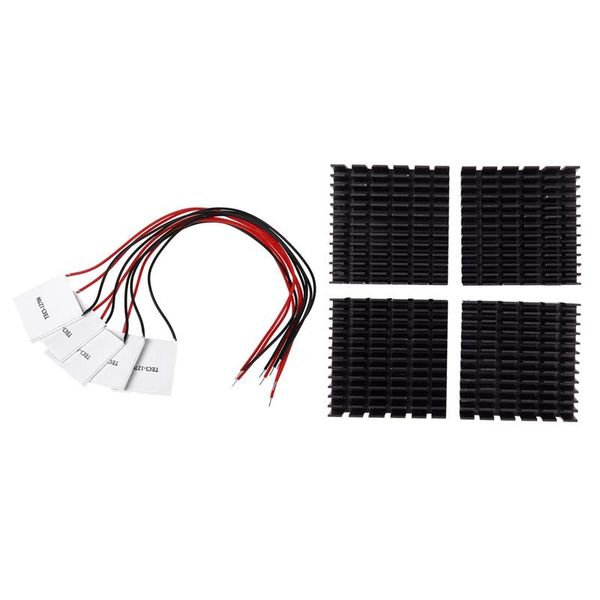 

9 pcs accessories: 5 pcs tec1-12706 thermoelectric cooler 12v 60w 72w & 4 black aluminum heat sink 40mmx40mmx11mm
