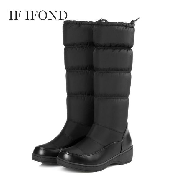 

boots if ifond women winter shoes snow elegant round toe plush warm mid calf woman black plus size 44 mujer