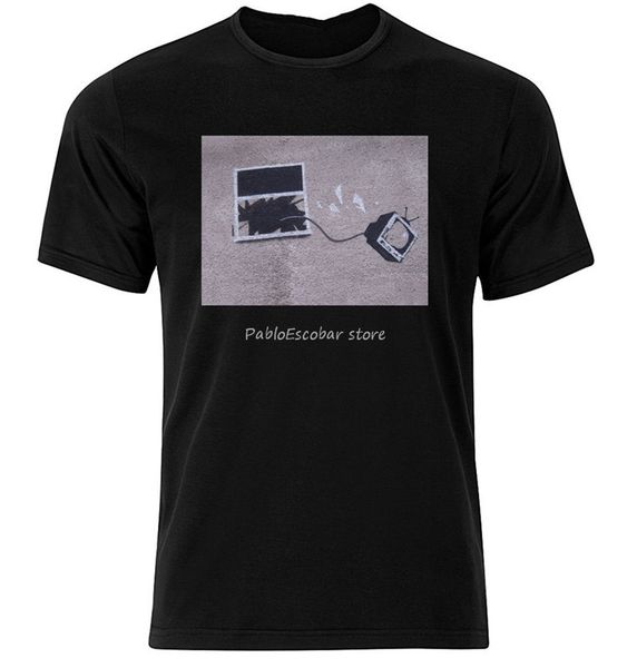 

men summer male down with tv banksy graphic cotton short & long sleeve brand fashion hoodie designers t shirts sweatshirt