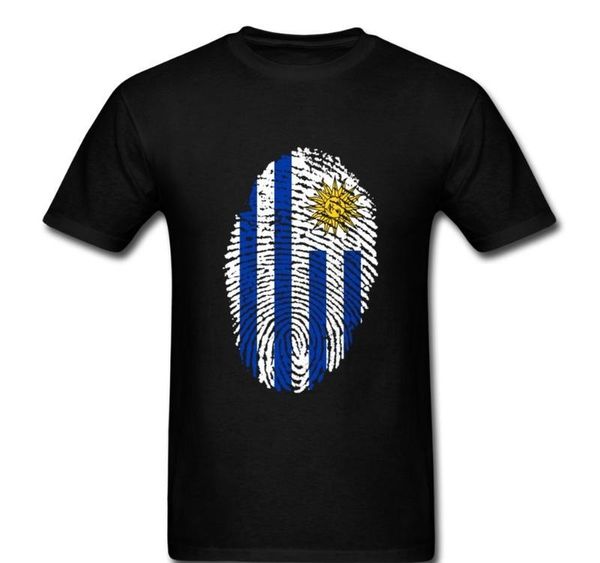 

vintage looking popular men's t shirts uruguay flag fingerprint short sleeved 100% cotton o neck t shirt for man shirts, White;black