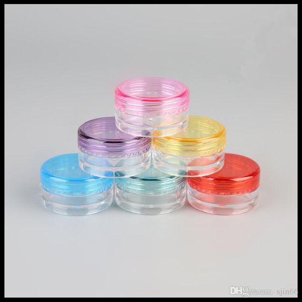 

3g 5g plastic cream jar small cream cosmetic packing container trial sample bottles round bottom colorful cap