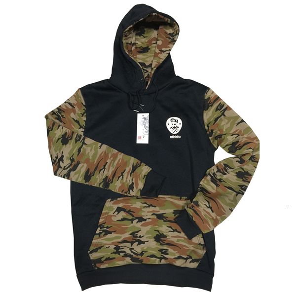 

wholesale-hoodies men hip hop printed mens double pockets camouflage patchwork hooded sweatshirts suit slim men hoody camo clothes, Black