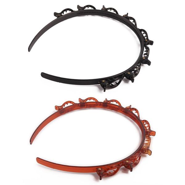 

alice hairband headband men women sports hair band metal hoop double bangs hairstyle hairpin in stock556, Black;brown