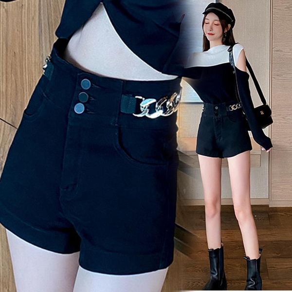 

women's jeans 2021 summer denim shorts fashion korean version of high-waisted slimming super, Blue