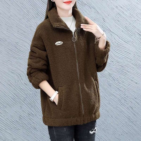 

2sf4blambskin coat women's new loose sweater in autumn and winter 2020, Black