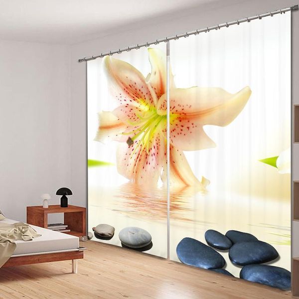 

flower and stone window curtains decorative for bedding room 3d curtain l elegant blackout curtains washable thick material1
