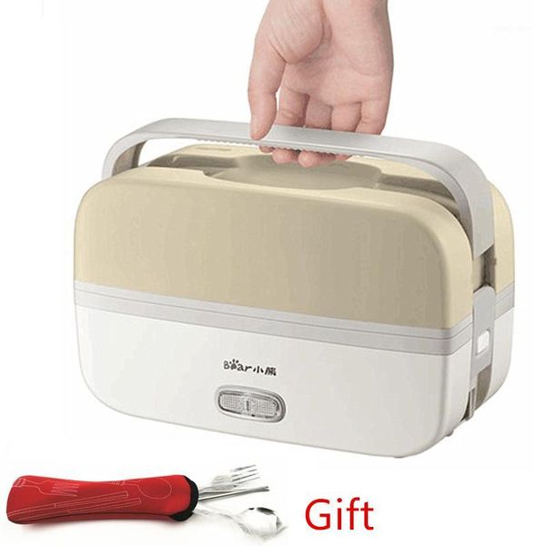 

rice cookers 220v multi cooker electric heating lunch box portable cooking pot stainless steel inner for travel with tableware1