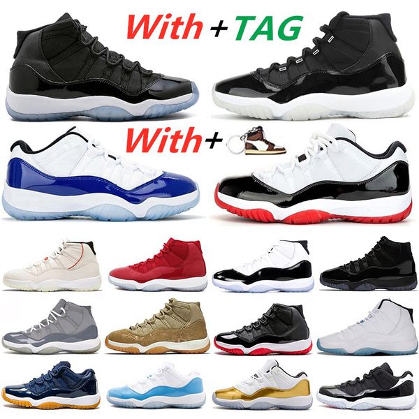 

wholesale 25th anniversary 11 concord 45 basketball shoes white bred metallic silver cap and gown gym red 11s women mens trainers sneakers