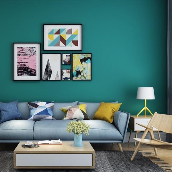 

wallpapers [waterproof stain-resistant] peacock blue and green solid color plain wallpaper modern simple bedroom living room background