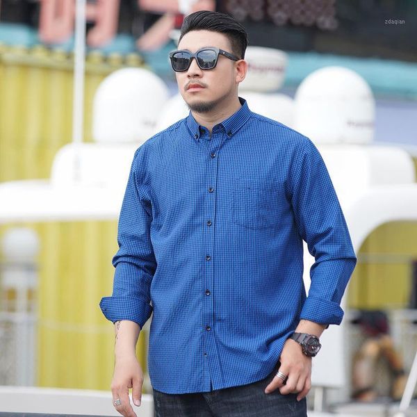 

men's casual shirts xxl-10xl men's plaid checked button-down shirt single pocket thick standard-fit long sleeve big xxxxxxxxxxl1, White;black