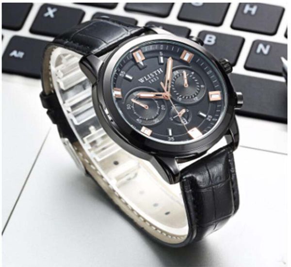 

hbp quartz movement 40mm super glow full fuction yellow dial men watch leather band ing, Slivery;brown