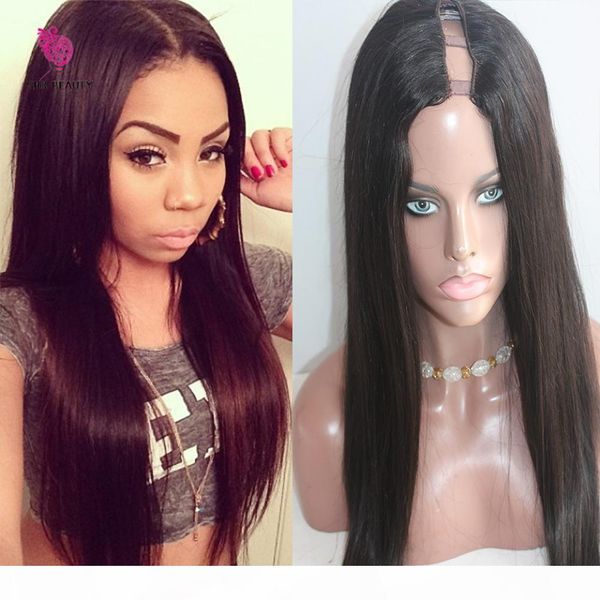

150 density silky straight u part wig for sale human hair natural peruvian virgin hair upart wig straight u-part wig, Black