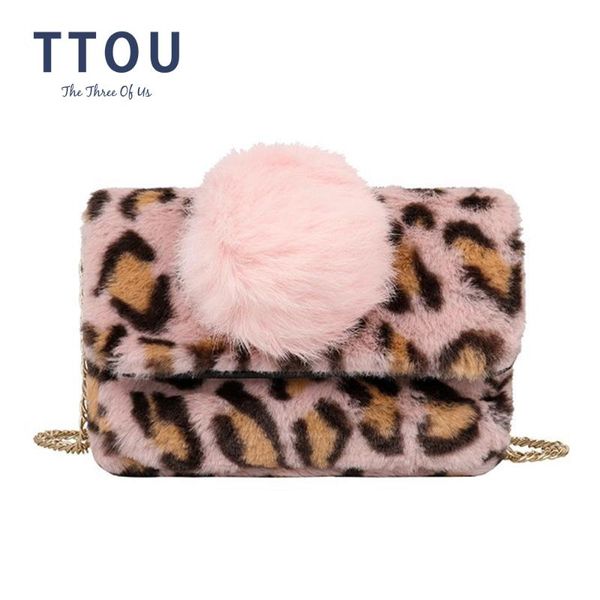 

fashion leopard print crossbody bags for women autumn winter plush soft small shoulder messenger bags female handbags and purses