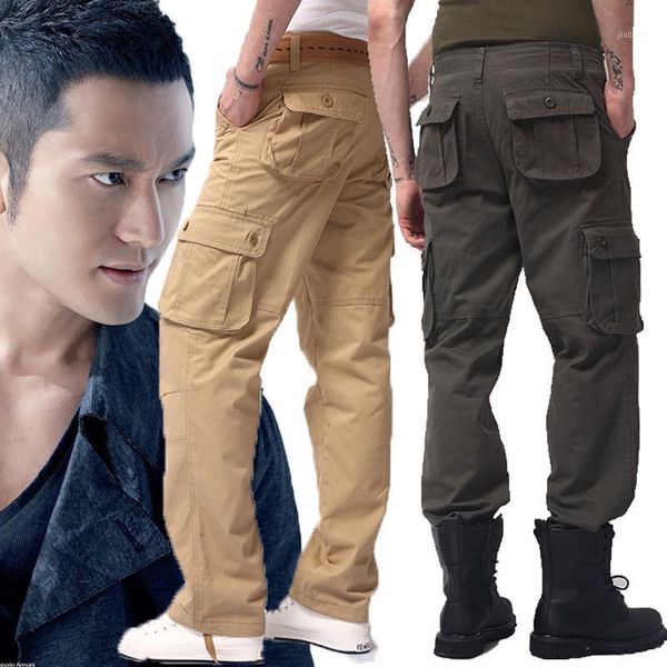 

2020 tactical pants men camouflage cargo pants male overalls casual trousers men large plus size 6xl 30~441, Black