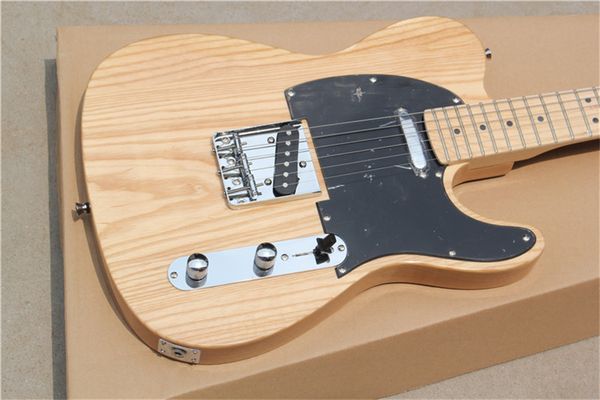 

heavy elm wood body tele guitar black bingding natural glossy finish product
