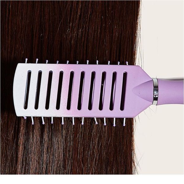 

curved vent hair brush cushion nylon bristle styling brushes with anti-static rubber pad massage ha jllvjv, Silver
