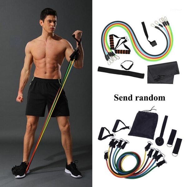 

resistance bands w 11pcs/set fitness yoga gym tube band stretch pull rope exercise training expander with handle ankle strap non slip1