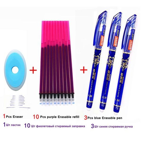 

black 14pcs office lot ballpoint blue erasable rod washable pen 038mm refill writing stationery ink handle school bbyhoh lipper, Blue;orange