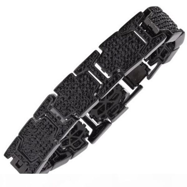 

european american street bracelets men concise style hip hop bangle 18k gold plated fashion bracelets exquisite diamonds men bangles, Black
