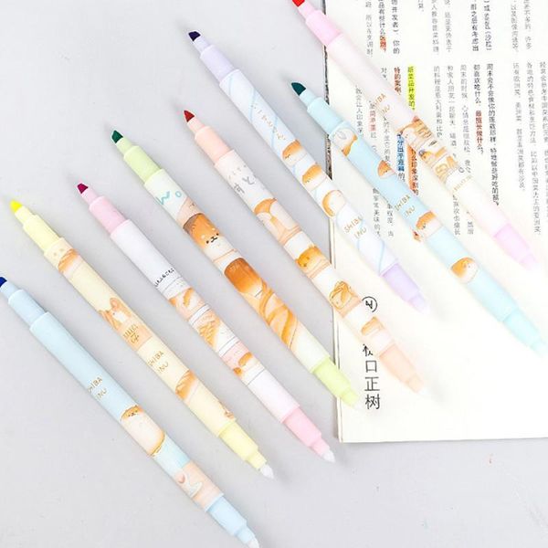 

8pc creative dog high capacity 8colors erasable highlighter hand account marker pen drawing pen marcador child gift office suppl1, Black;red