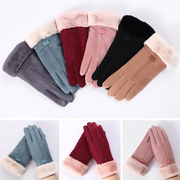 

women winter touch screen gloves thermal plush lined windproof driving mittens q0ke, Blue;gray