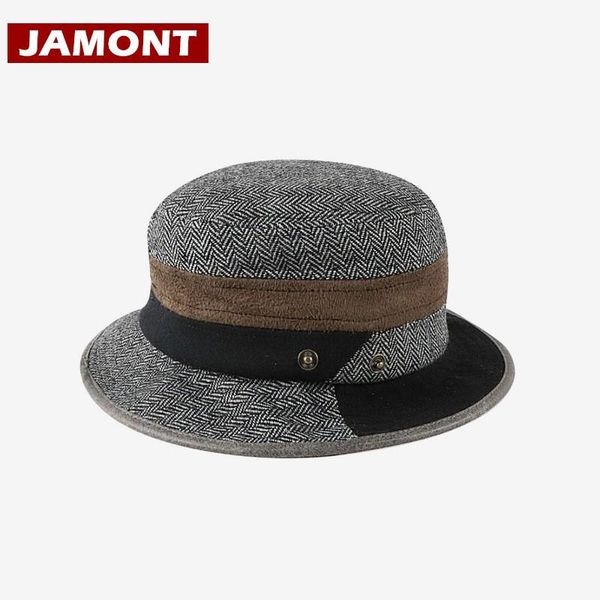 

джамонт] высококачественный fedora hat для мужчин осенью зима шляпы британского стиль jazz hat женщины fedoras casquette мода патч cap, Blue;gray