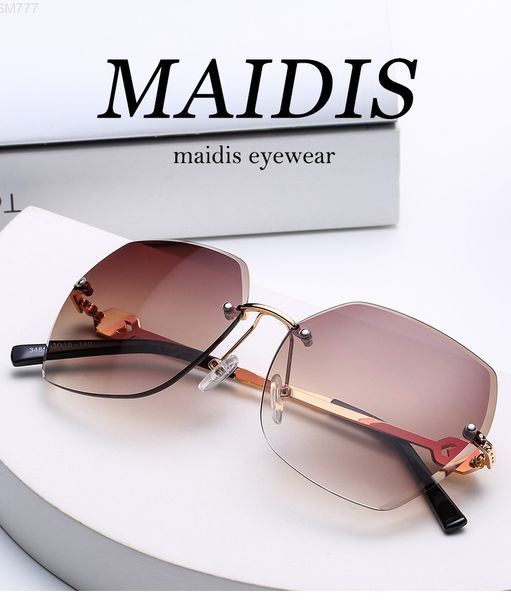 

glamour ladies designer sunglasses rimless fashion sun glasses for men and women gradient colorful lens frameless shades uv400