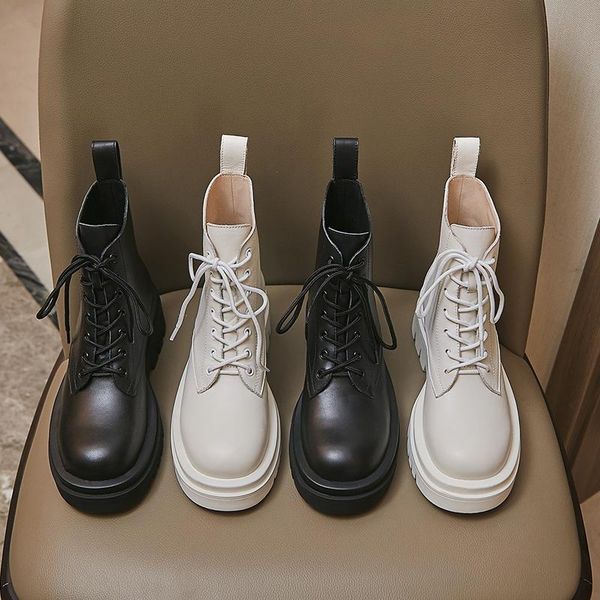 

women ankle boots natural leather european and american fashion all-match genuine leather autumn and winter cyberstar boots, Black