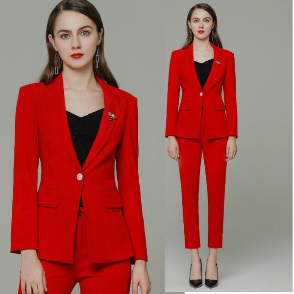 

женские костюмы blazer и брюки рабочие костюмы для женщин куртка и брюки установить красный костюм2-кусочные брюки бизнес-костюмы дам, White