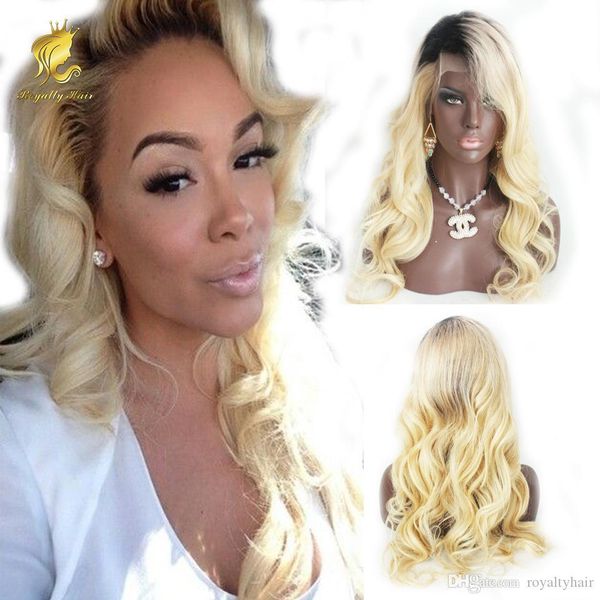 

ombre t1b 613 blonde full lace human hair wigs wavy brazilian virgin hair 130% density natural hairline bleached knots lace front wigs, Black;brown