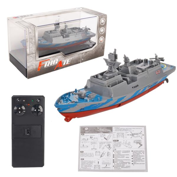 Navio de guerra 2.4G controle remoto mini transportador elétrico brinquedo ao ar livre para brincar na água lancha RC destruidor de barcos à prova d'água