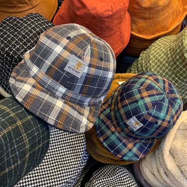 

double patched plaid female sided korean versatile sunshade casual baseball cap male student, Blue;gray