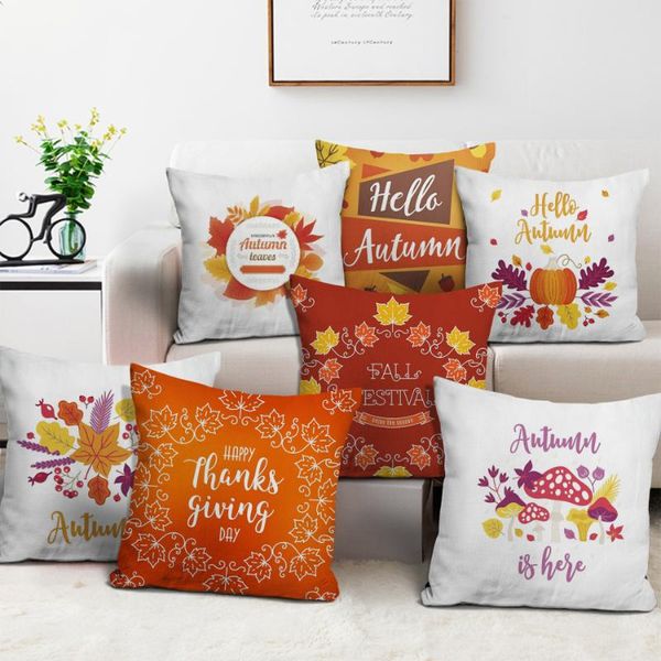

nanacoba pillow cover thanksgiving day gift hello autumn letter throw pillowcase for sofa bed home decor cushion cover 45x45