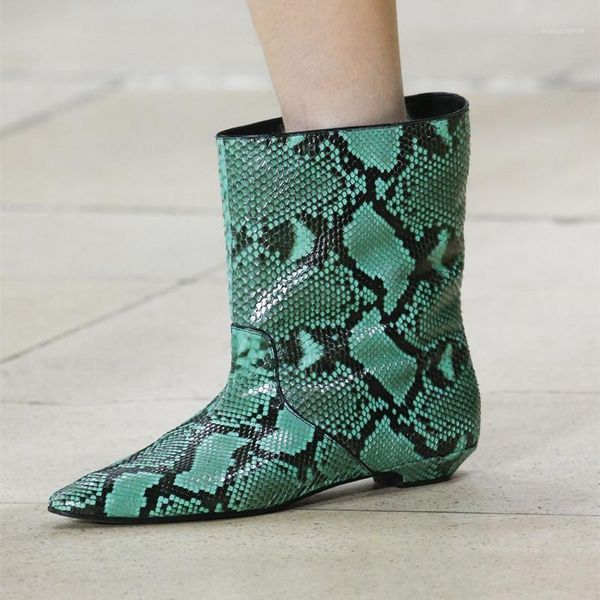 

deat 2021 new spring and summer fashion casual snakeskin low heel pointed large shoes patent leather short boots women sh3071, Black
