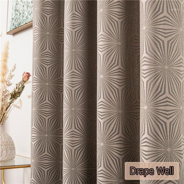 

300x280 luxury geometric pattern curtains for bedroom living room elegant window treatments jacquard brown blackout curtain grey1