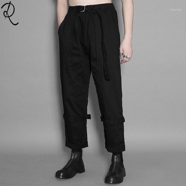 

new men's wear british spring personality splicing casual overalls men's fashion casual nine pants1, Black