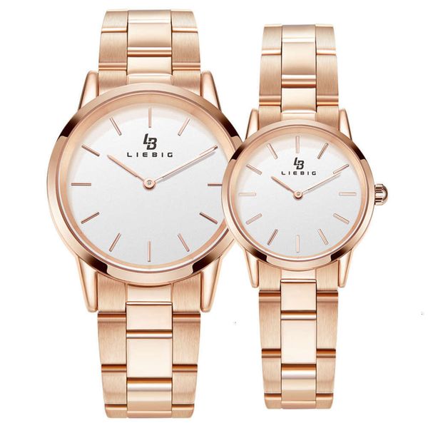 

waterproof watch classic minimalist quartz pair 2021, Slivery;brown