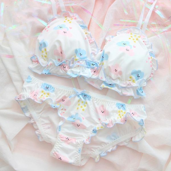 

bra and panties set lingerie porno cute girls japanese wiresoft underwear sleep intimates kawaii lolita nightwear1, Red;black