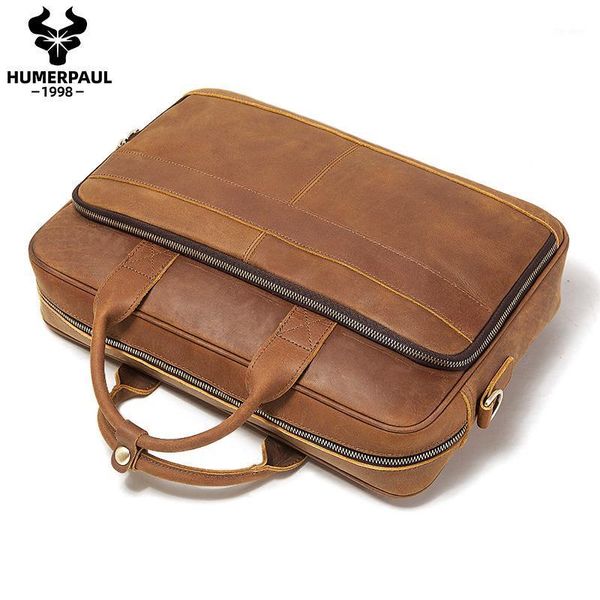 Briefzüge 2021 Herren Aktentasche Echtes Leder Business Handtasche Laptop Casual Large Umhängetasche Vintage Messenger Bags Luxus Bolsas1