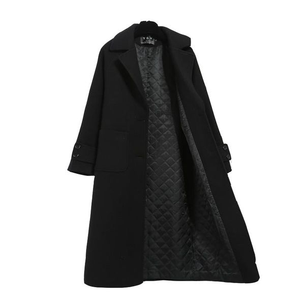 

2020 autumn winter fashion women wool coat loose imitation cashmere outerwear padded lining overcoat padded cotton women jacket, Black
