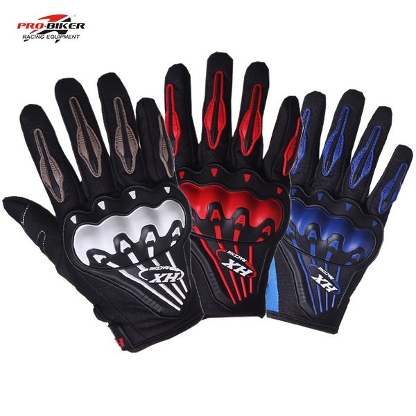 

pro-biker bike motorcycle outdoor sports cycling racing driving gloves motociclet full finger glove, Blue;gray