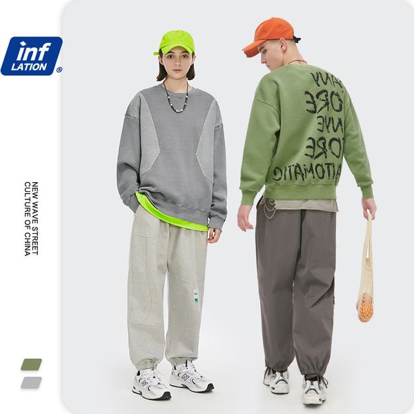 

inf men's clothing autumn and winter 2020 fashion brand haze color english graffiti printing loose plush round neck men's sweater, Black