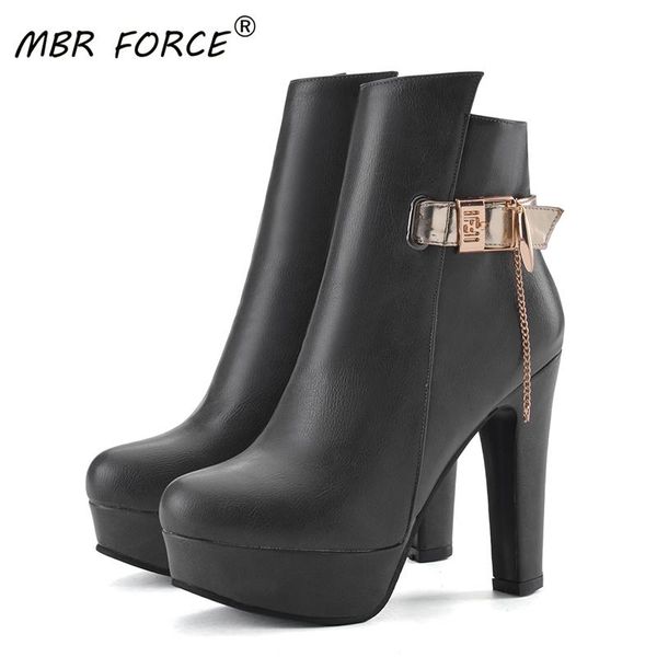 

mbr force winter thick-soled high heels high-quality pu leather exquisite design european and american style children's boots, Black