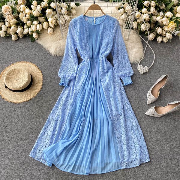 

2021 new singiny design splice lasso feminine puff the line dressed autumn fashion streetwear dress 80y5, Black;gray