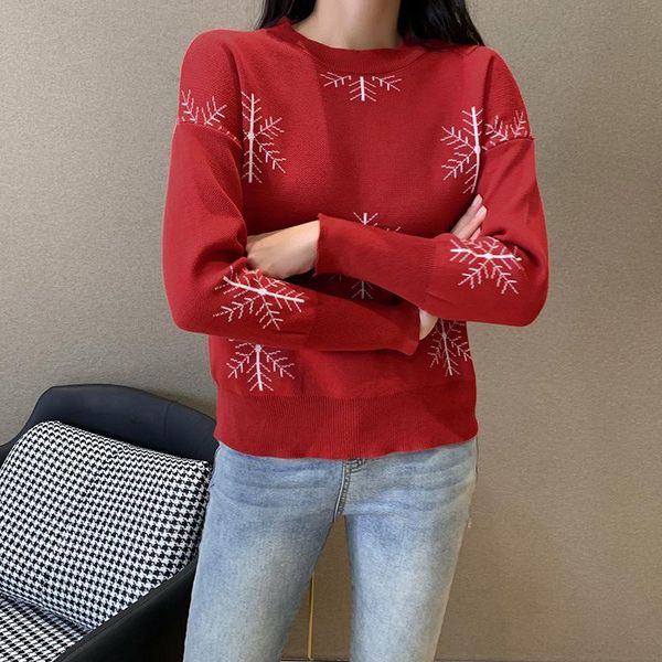 

women pullover sweater autumn 2020 long sleeve knit christmas sweater for women casual red pullover warm korean fashion, White;black