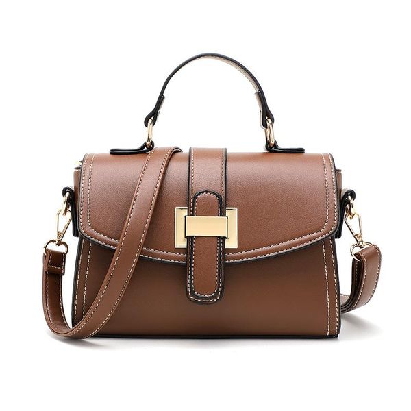 

shoulder bags for women 2021 pure color handbag pu leather fashion bag thread messenger small square totes hand