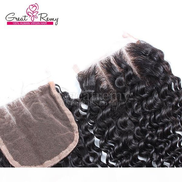 

14" 18" brazilian virgin lace closure human hair kinky curly bleached knots natural black hairpieces greatremy (only to