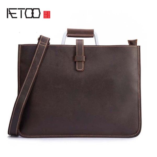 

hbp aetoo genuine leather men's bag retro crazy horse leather men's handbag horizontal first layer cowhide business briefcase