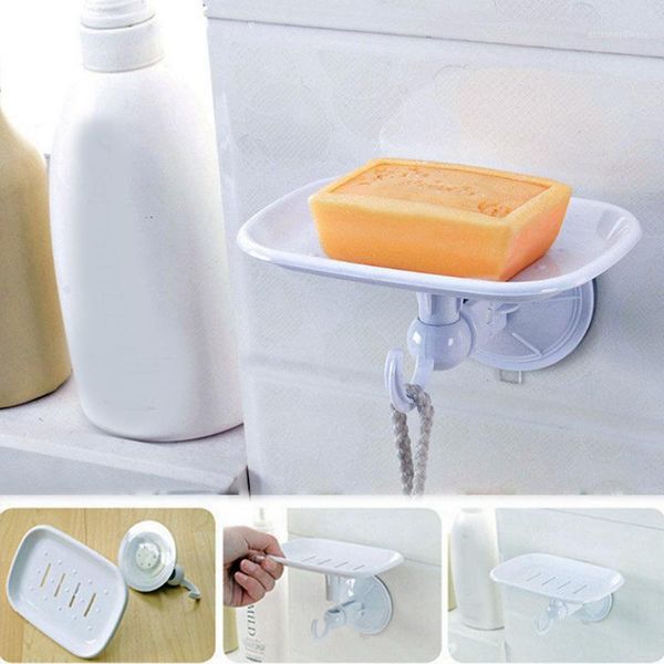 

durable suction cup plastic wall soap holder dish basket tray bathroom shower1