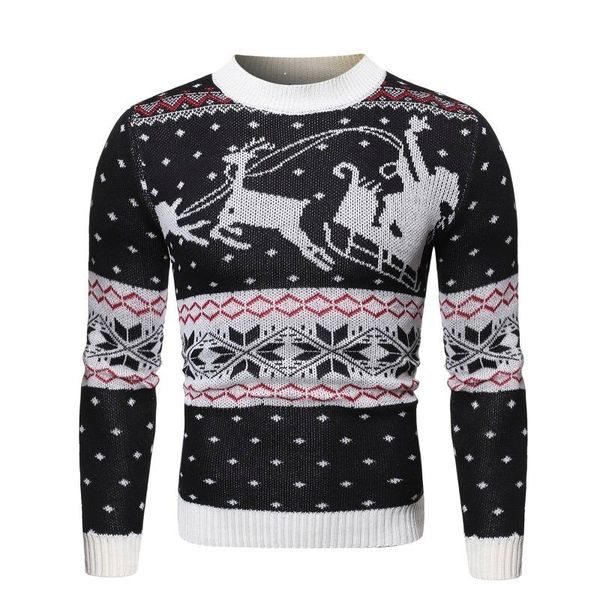 

men's sweaters christmas sweater autumn winter fashion warm pullovers male santa claus deer pattern printed jumpers clothes, White;black
